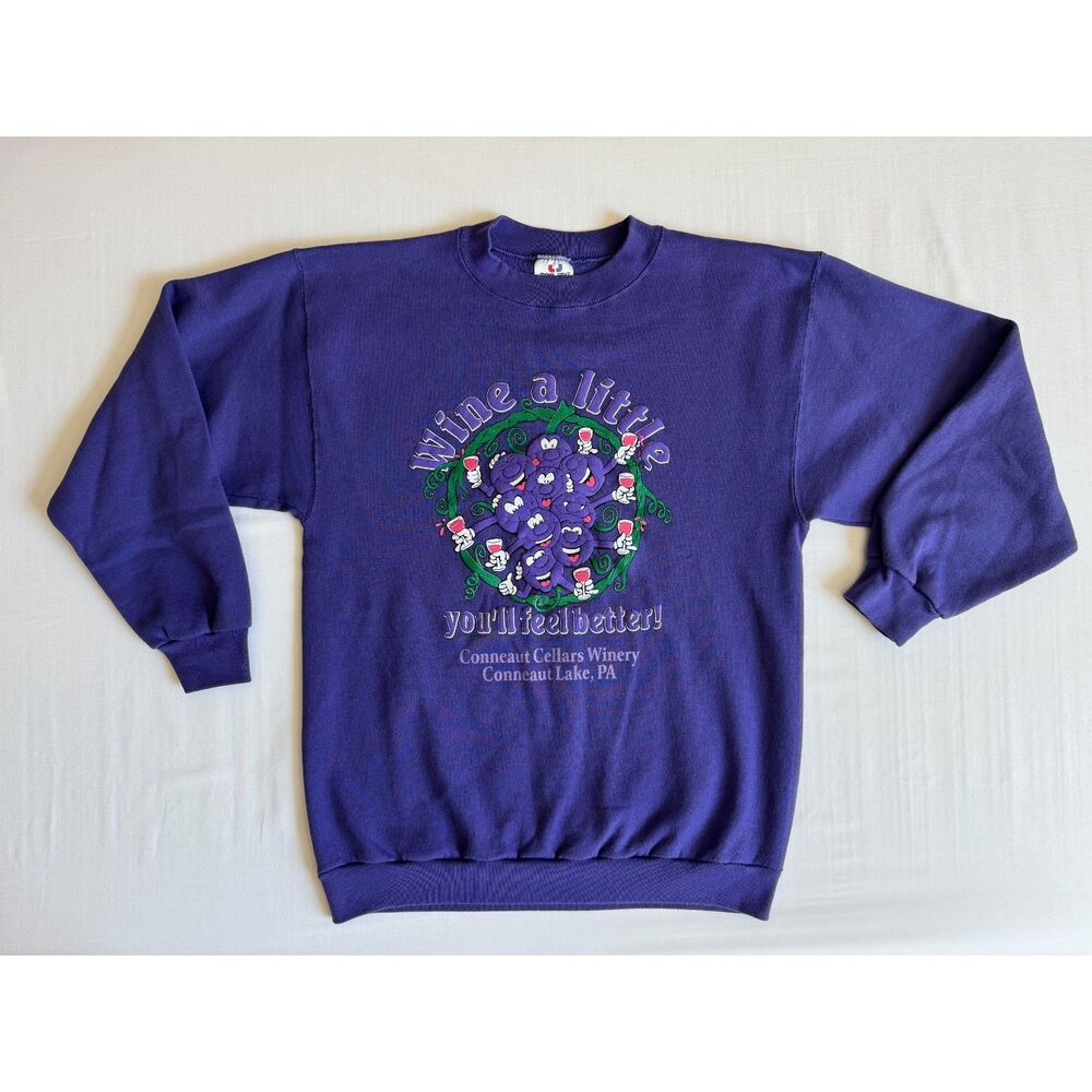 Vintage 90's Wine Grape Graphic Crewneck Sweatshirt | Size Large